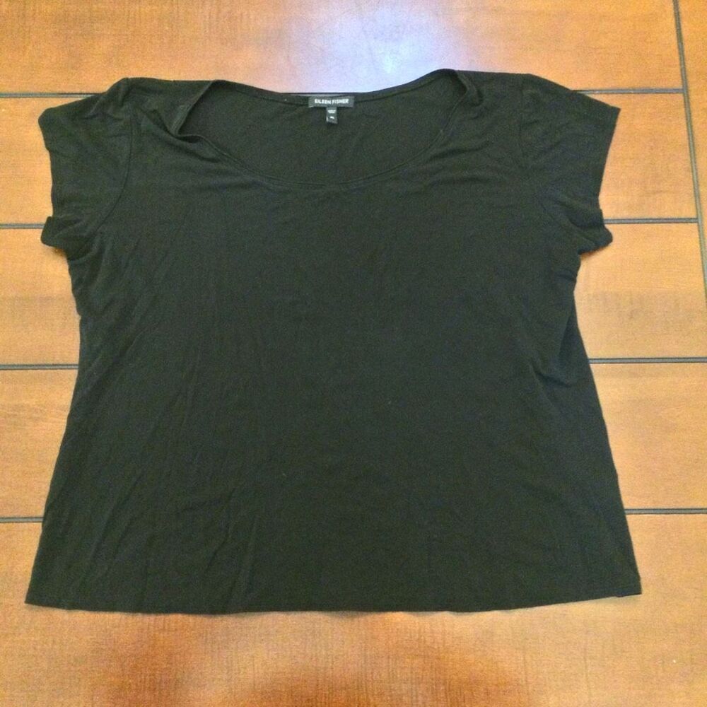 Eileen Fisher 100% silk black blouse xl